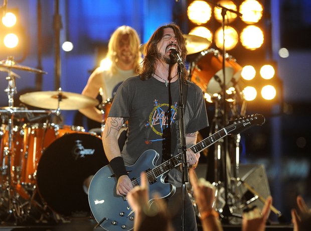 Foo Fighters perform at the Grammy Awards 2012