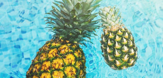 Pineapples in swimming pool