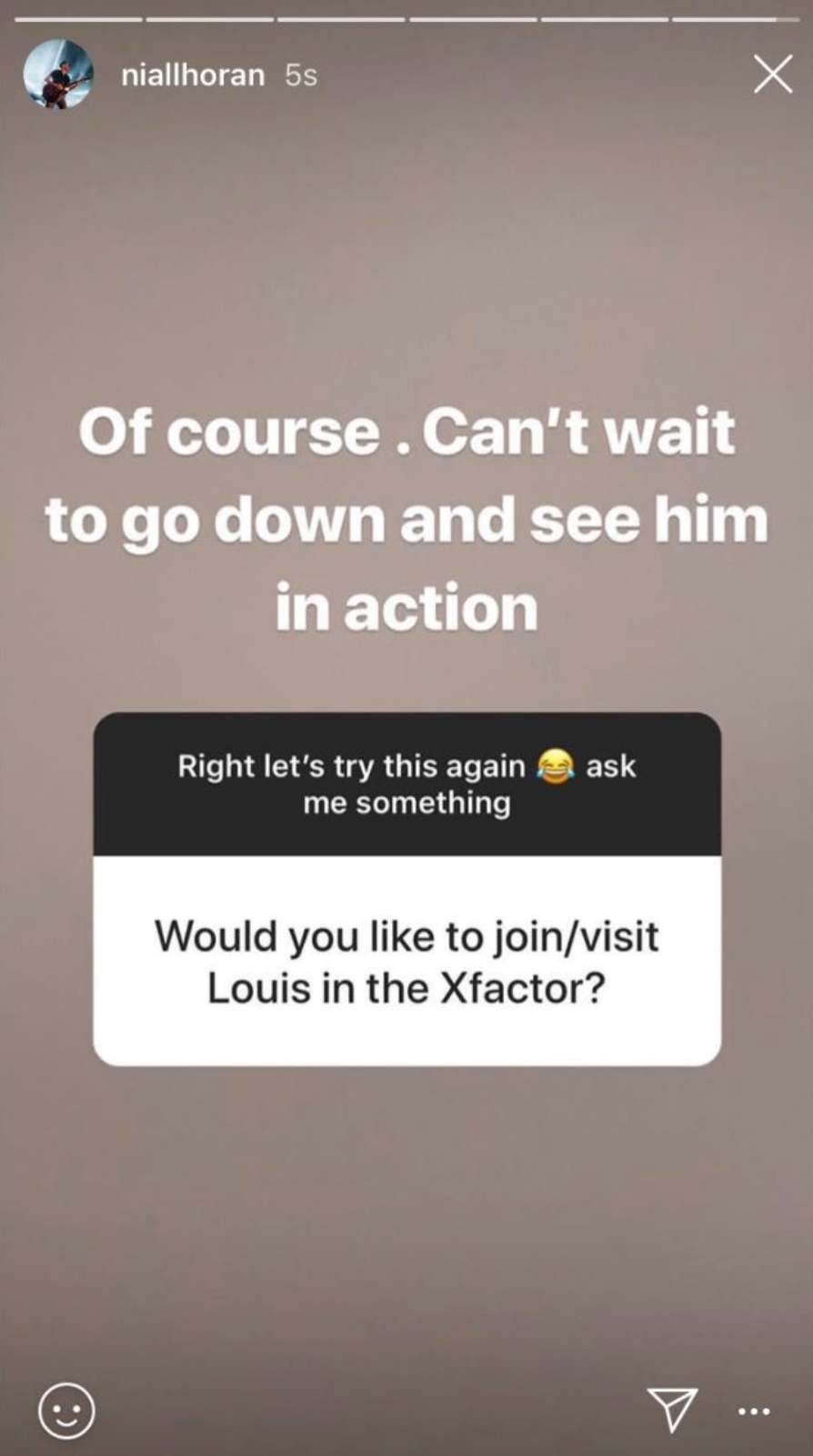 Niall Horan Instagram Story
