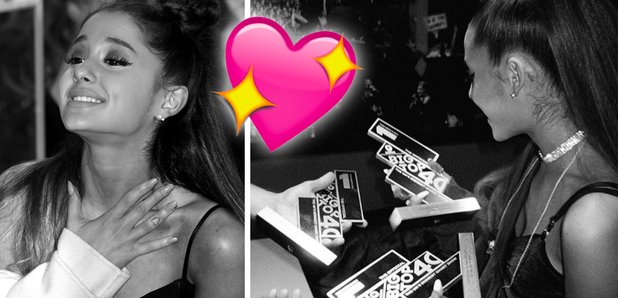 Ariana Grande receives her trophies